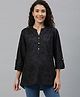 Nejo Half Sleeves Floral Print Maternity & Nursing Top - Charcoal Grey