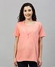 Nejo Half Sleeves Solid Maternity & Nursing Sleep Top - Pink