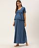 Nejo Half Sleeves Solid Maternity Night Dress - Blue