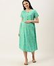 Nejo Half Sleeves Printed Maternity Dress - Green
