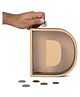 The Engraved Store D Shaped Wooden Piggy Bank - Brown