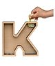 The Engraved Store Pick Your K Alphabet Wooden Piggy Bank - Brown