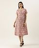Nejo Half Sleeves Floral Print Maternity & Nursing Dress - Peach