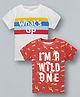 Plum Tree Pack Of 2 Half Sleeves What's Up & Wild One Text Print Tees - White & Orange