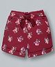 Plum Tree Knee Length  Floral Printed Shorts- Burgundy