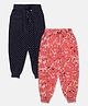 Plum Tree Relax Fit Floral & Polka Dots Printed Harem Pants  Pack Of Two - Black  Coral