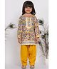 Little Bansi Full Sleeves Floral Print Kurta With Salwar & Dupatta - Yellow