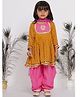 Little Bansi Full Sleeves Jaipuri Hand Work Kurta  With Salwar & Dupatta - Yellow & Pink