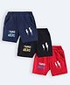 Zero Shorts Text Print Pack of 3 - Blue Black Red 