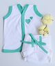 Yellow Doodle 100% Organic Cotton Sleeveless Vest And Cloth Nappy Green Hearts Babywear Set Small - Green