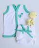 Yellow Doodle 100% Organic Cotton Sleeveless Vest And Cloth Nappy Green Hearts Babywear Set Medium - Green