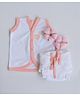 Yellow Doodle 100% Organic Cotton Sleeveless Vest And Cloth Nappy Peach Hearts Babywear Set Large - Peach