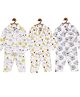 The Mom Store Pack Of 3 Baby Animal Print Shirt & Pajama Night Suits - White