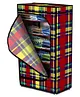 Fiddlerz Multipurpose 6 Shelves Collapsible Folding Wardrobe Plaided Print - Multicolor