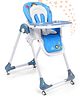 Bonfino Gourmet High Chair - 7-Level Adjustable Height, Portable with Wheels, Foldable - Blue| Reclining Seat| Removable Cover| Free-standing when Folded| Adjustable Leg Rest| Dishwasher Safe Double Food Tray