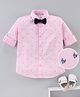 Mark & Mia Full Sleeves Party Shirt With Bow Aztec Print - Pink