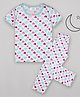 Sheer Love Short Sleeves All Over Heart Printed Night Suit - Pink