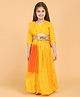 Piccolo Mirrorwork Detailing Choli With Dupatta Attached Belt & Lehenga - Yellow