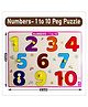 Wissen 1-10 Peg Board Puzzle With Counting Inside Tray Multicolour - 11 Pieces