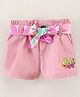 Vitamins Cotton Text Print Shorts With Printed Belt - Pink
