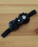 Bhoomi Collection Flower & Rhinestone Detailing Headband - Black