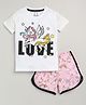Little Marine Half Sleeves Unicorn Print T Shirt And Shorts - White