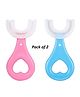 Enorme U Shaped Soft Manual Whitening Silicone Mouth Cleaning Toothbrush Pack of 2 - Multicolour