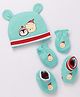 Babyhug 100% Cotton Cap Mittens & Booties Printed Blue- Diameter 9.5 cm