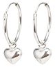 Dhruvs Collection 925 Pure Silver 16mm Plain Earring with Heart Charms