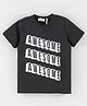 Koton Half Sleeves Cotton T-shirt Text Print - Grey