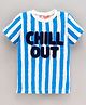 Koton Half Sleeves T Shirt Stripes & Text Print - Blue