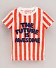 Koton Half Sleeves T Shirt Stripes & Text Print - Red