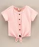 Koton Half Sleeves Faux Button Design Top Solid - Pink
