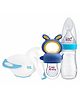 BeeBaby Bundle of Chewy Nibbler Silicone Squeezy Feeder and Mash bowl with Handle - Blue