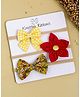 Knotty Ribbons Pack Of 3 Flower & Bow Detail Headbands - Yellow Red & Mustard