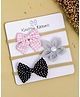 Knotty Ribbons Pack Of 3 Flower & Bow Detail Headbands - Light Pink Silver & Black