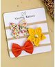 Knotty Ribbons Pack Of 3 Flower & Bow Detail Headbands - White Yellow & Orange