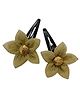 Knotty Ribbons Pair Of Sequin Flower Detail Tic Tac Hair Clips - Golden