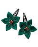 Knotty Ribbons Pair Of Sequin Flower Detail Tic Tac Hair Clips - Green