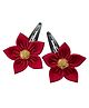 Knotty Ribbons Pair Of Sequin Flower Detail Tic Tac Hair Clips - Red