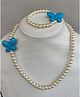 Tiny Closet Butterfly Detail Necklace And Bracelet Set - Blue
