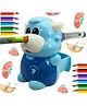 WISHKEY Plastic Cute & Colorful Cow Shaped Manual Sharpener For Toddlers Pencil Sharpener with Dust Compartment Fun Pencil Cutter for Kids School Stationary Gift Set (Colour May Vary)