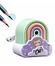 WISHKEY Plastic Cute & Colorful Rainbow Shaped Manual Sharpener For Toddlers, Pencil Sharpener with Dust Compartment Fun Pencil Cutter for Kids School Stationary Gift (Colour May Vary)