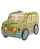 WISHKEY Cute Attractive Cartoon Monkey Mini Bus Metal Piggy Bank with Security Lock & Keys for Kids (Colour May Vary)