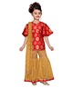 Adiva Half Sleeves Printed Kurta And Embellished Palazzo With Dupatta - Red