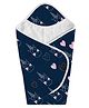 Right Gifting Digital Printed Hooded Wrapper Baby Blanket - Dark Blue