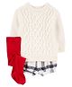 Carter's Baby 3-Piece Cable Knit Sweater & Shorts Set - White Red