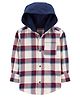 Carter's Plaid Button Front Hooded Shirt- Multicolor