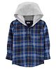Carter's Plaid Button-Front Hooded Shirt - Blue