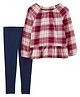 Carter's 2-Piece Flannel Top & Legging Set - Red & Blue